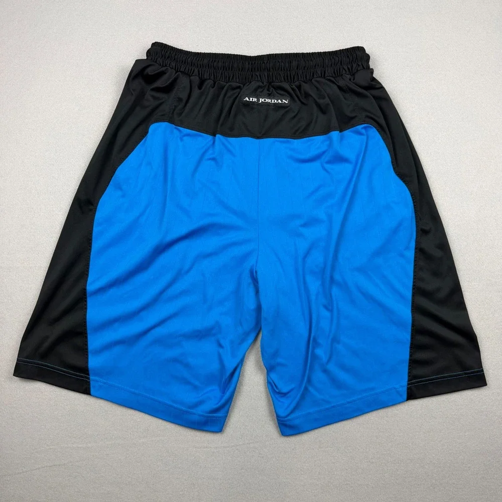 Air Jordan Men's Large Blue Black Dri-Fit Basketball Shorts Jumpman Planet Badge